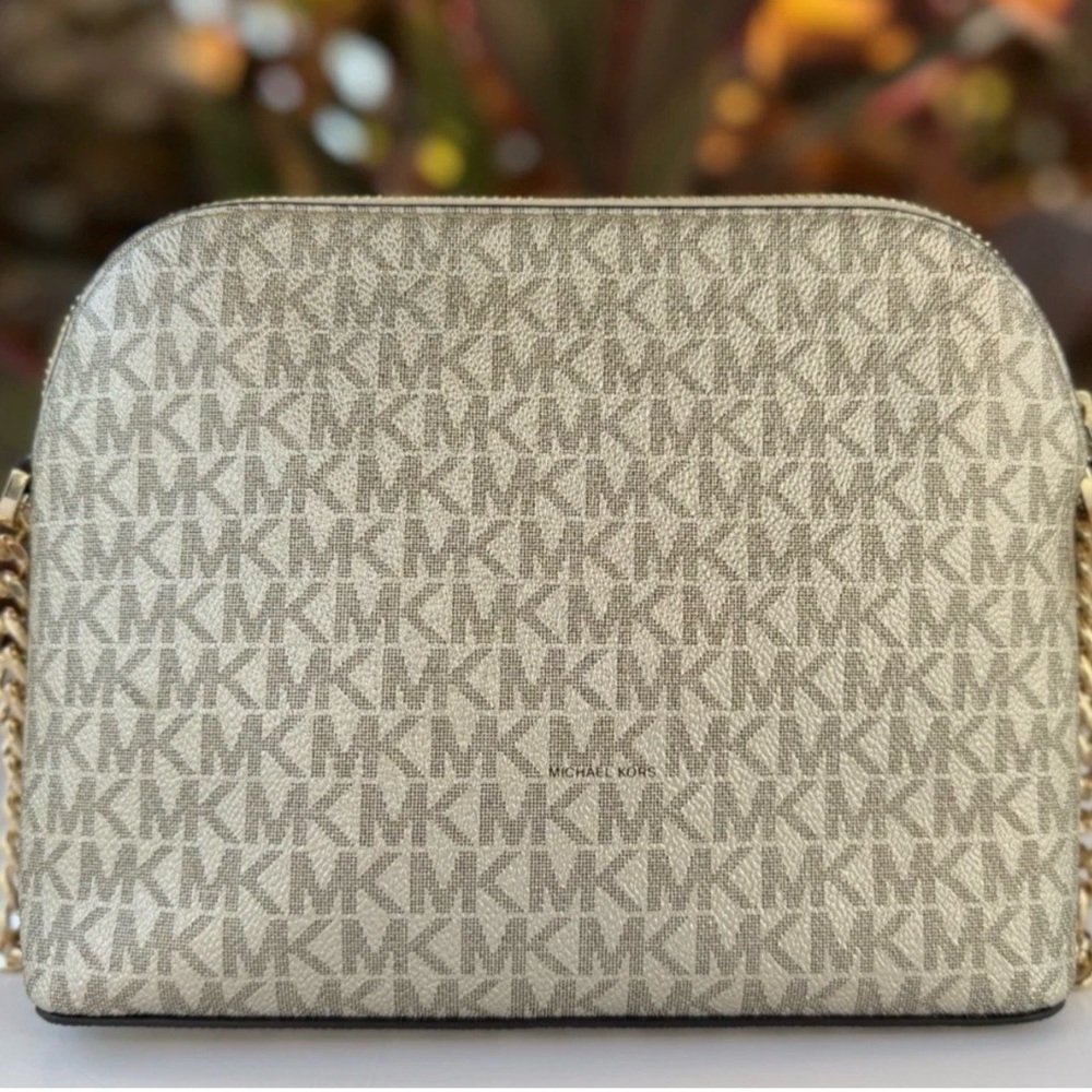 Michael Kors Jet Set Travel Dome Shoulder Crossbody Bag MK Pale Gold - Picture 3 of 10